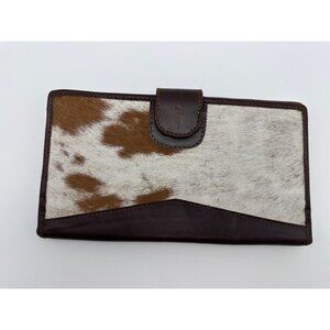 OKPTA Genuine Leather Hair Cowhide Wallet Snap Closure BiFold Western